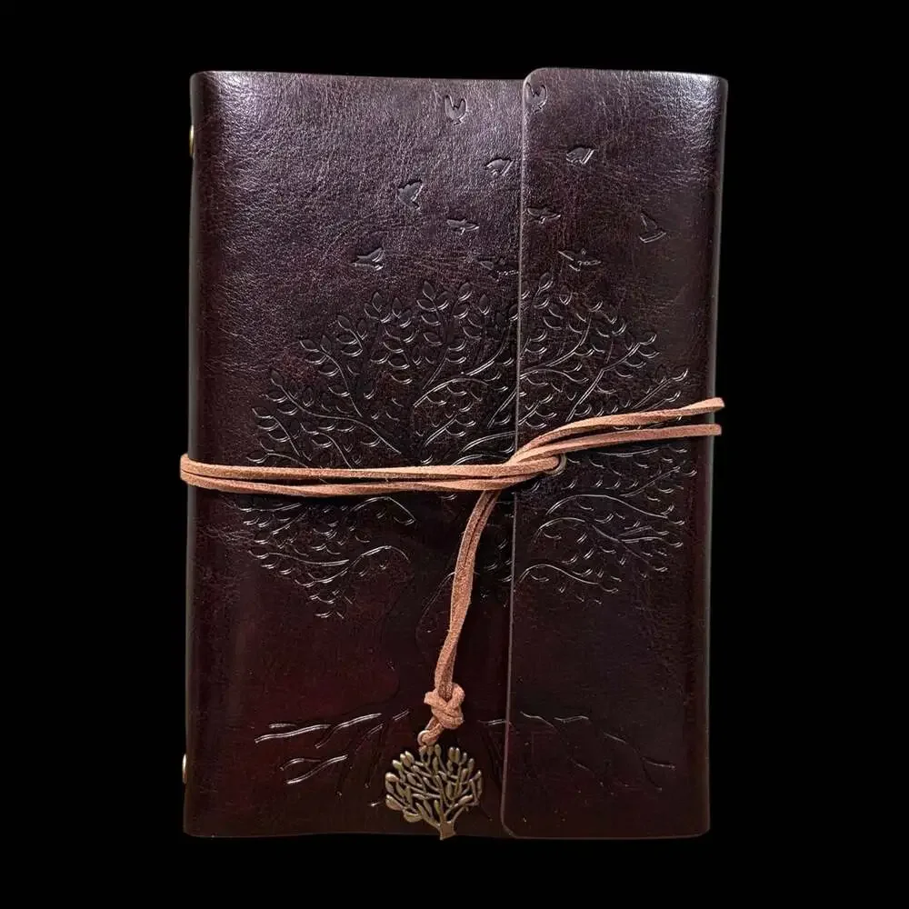 A5 Tree of Life Embossed Espresso PU Leather Refillable 6-Ring Binder Journal